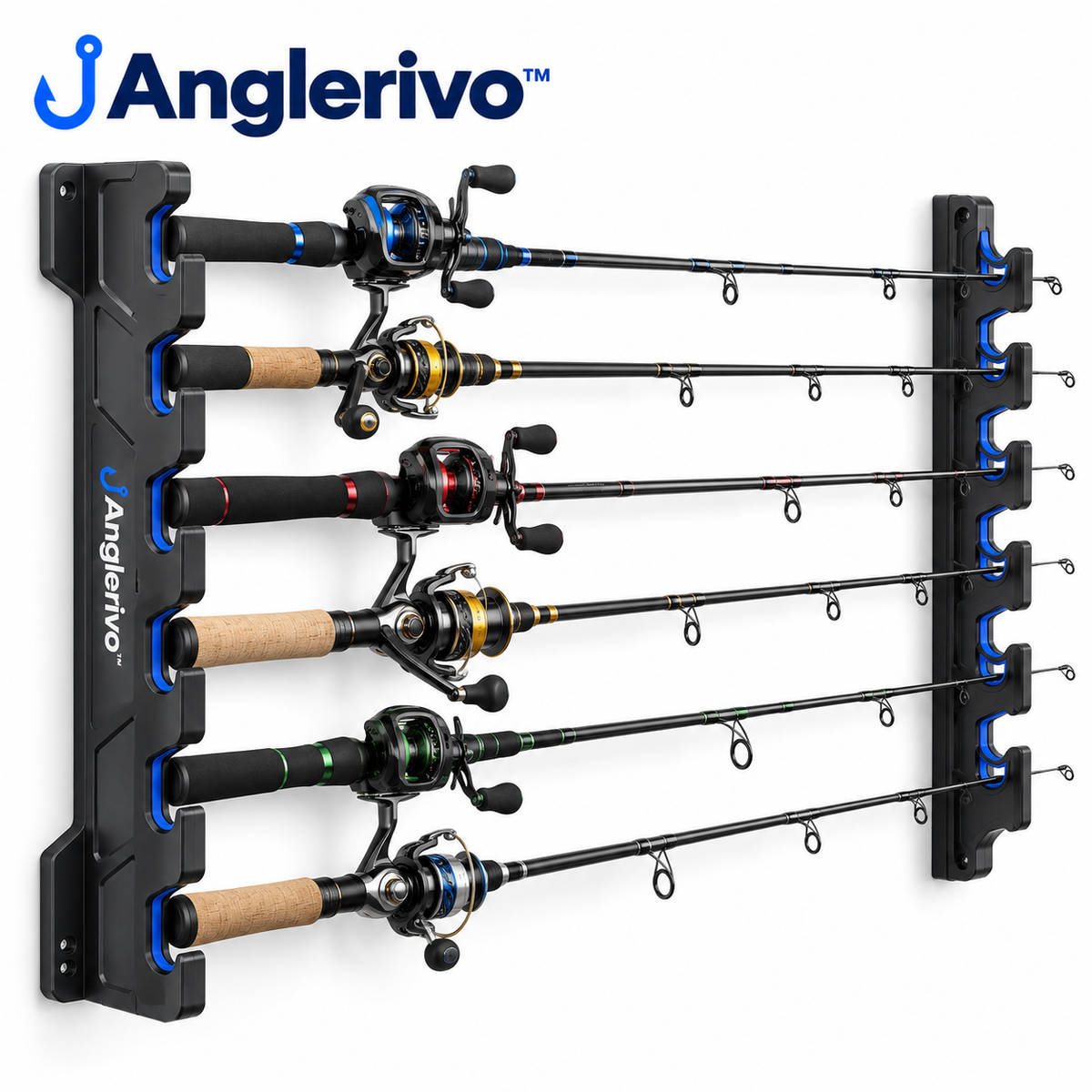 Anglerivo™ Multi-Rod Wall Storage Rack — White background product image