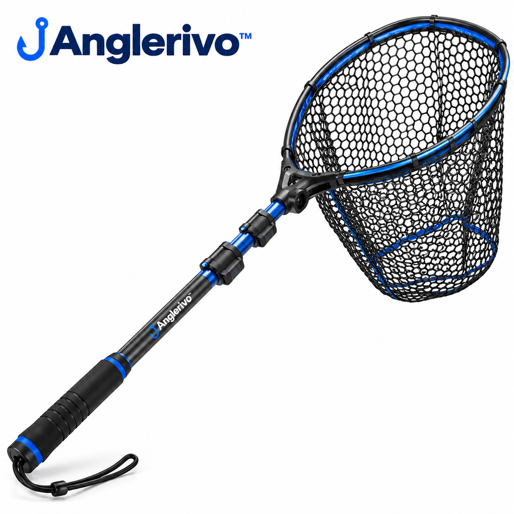 Anglerivo™ Telescopic Fishing Landing Net — White background product image