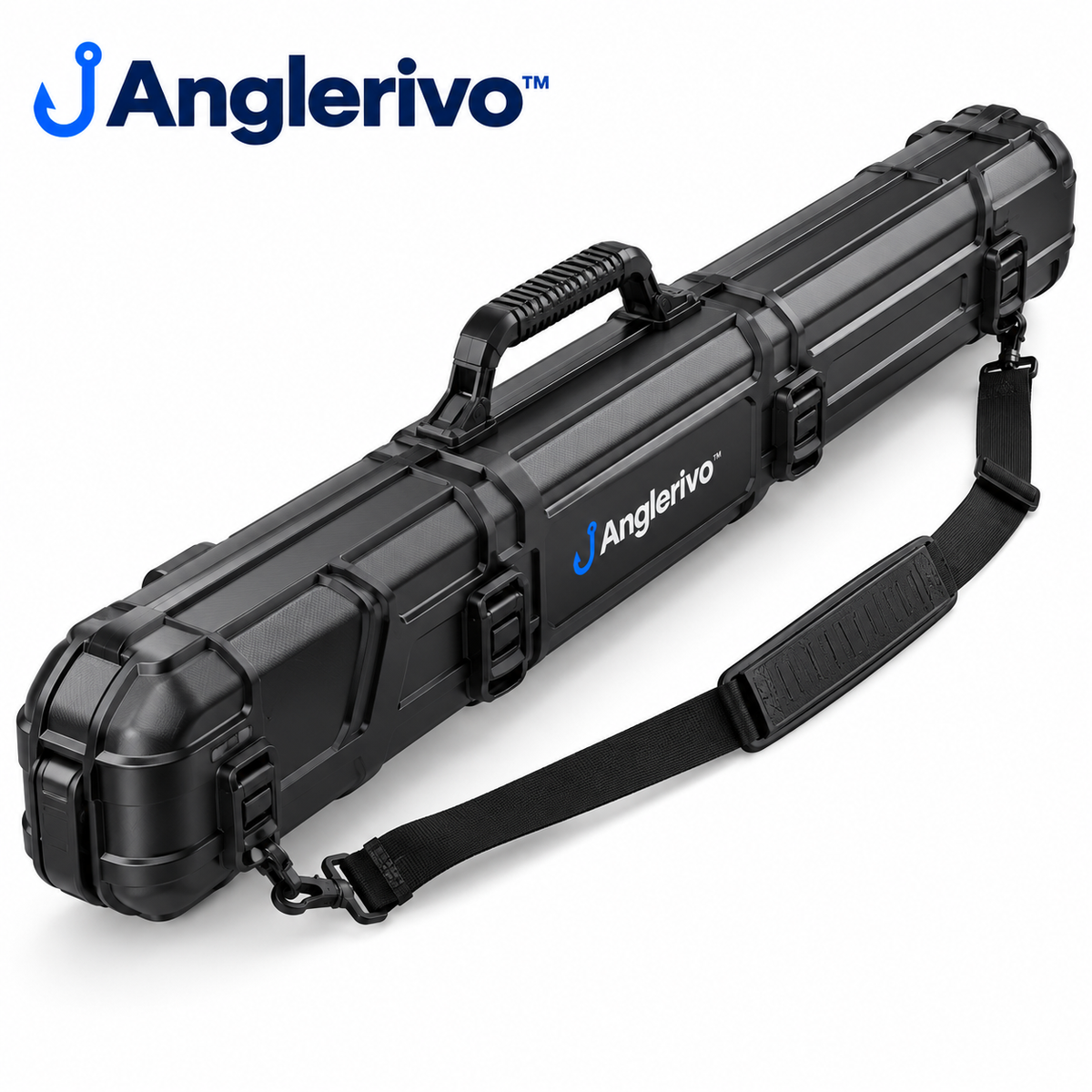 Anglerivo™ Hard-Shell Fishing Rod Case — White background product image