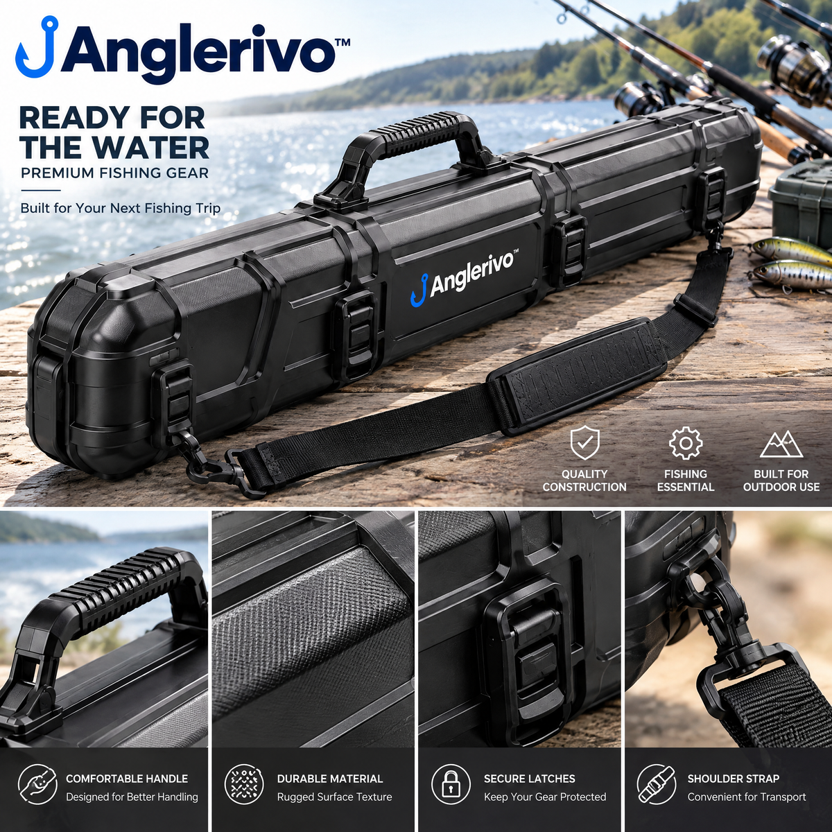 Anglerivo™ Hard-Shell Fishing Rod Case — Product details image