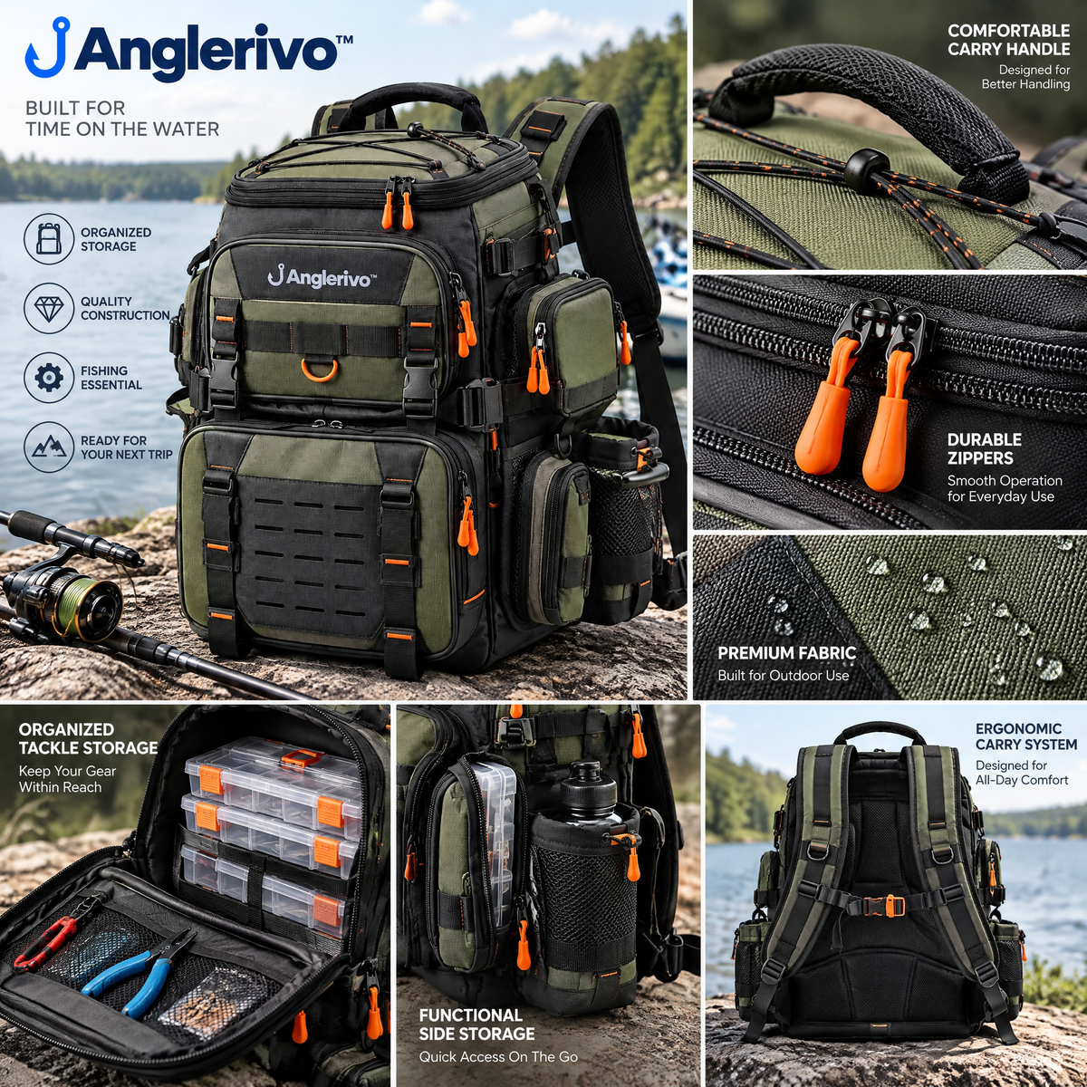 Anglerivo™ Large-Capacity Fishing Backpack — Product details image